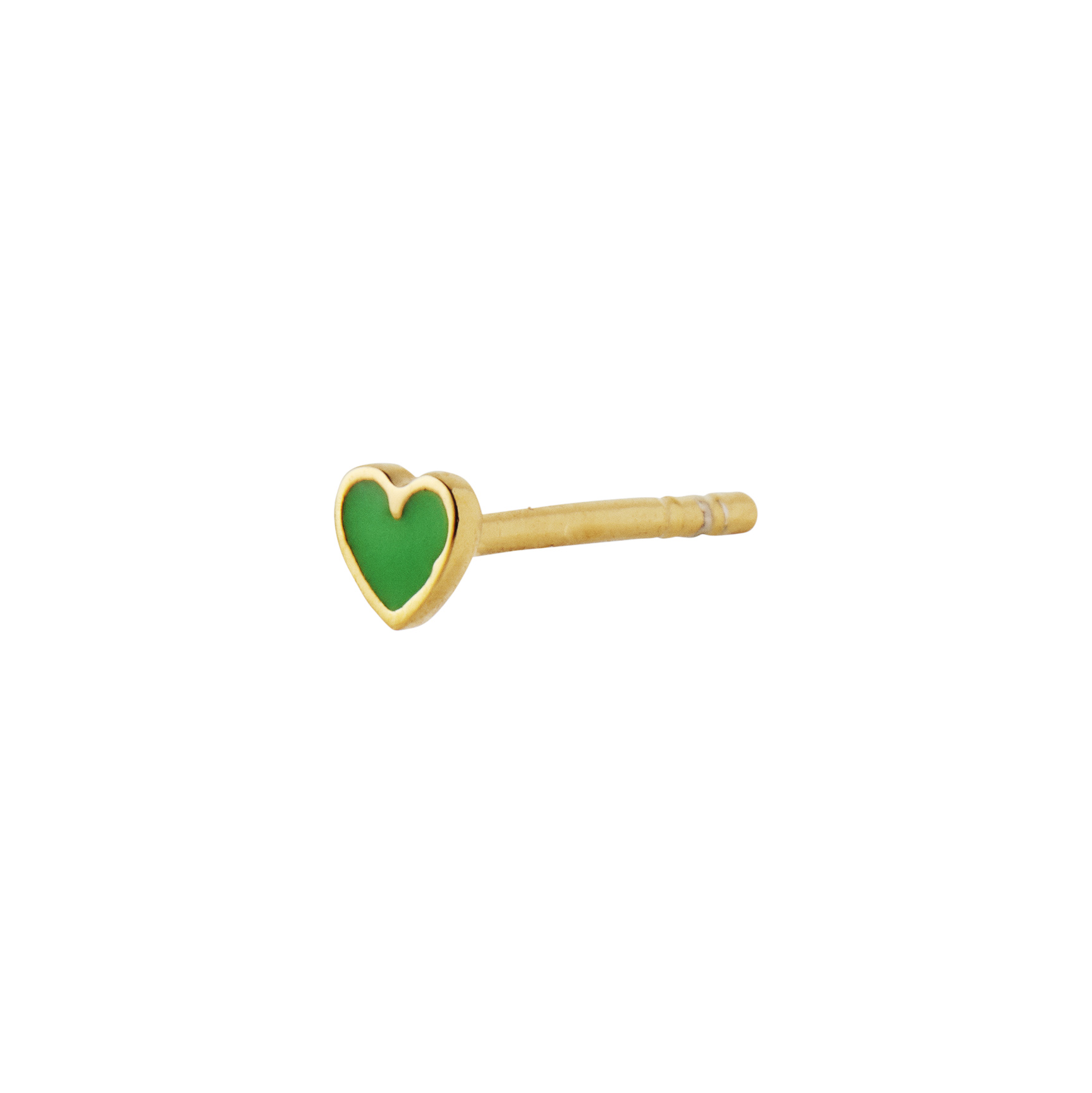 STINE A Jewelry Petit Love Heart Grass Green Enamel Earring — Örhängen