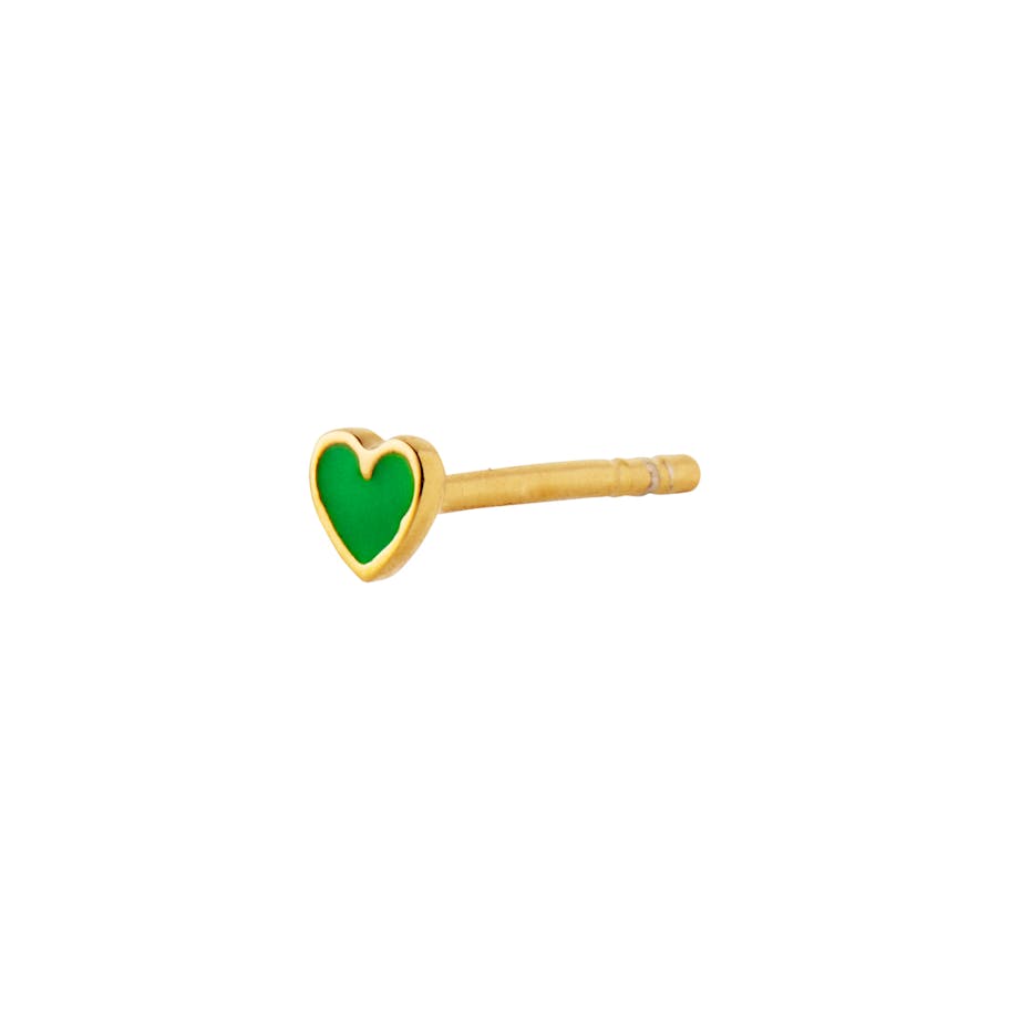 STINE A Jewelry — Petit Love Heart Grass Green Enamel Earring STINE A Jewelry Petit Love Heart Grass Green Enamel Earring — Earrings