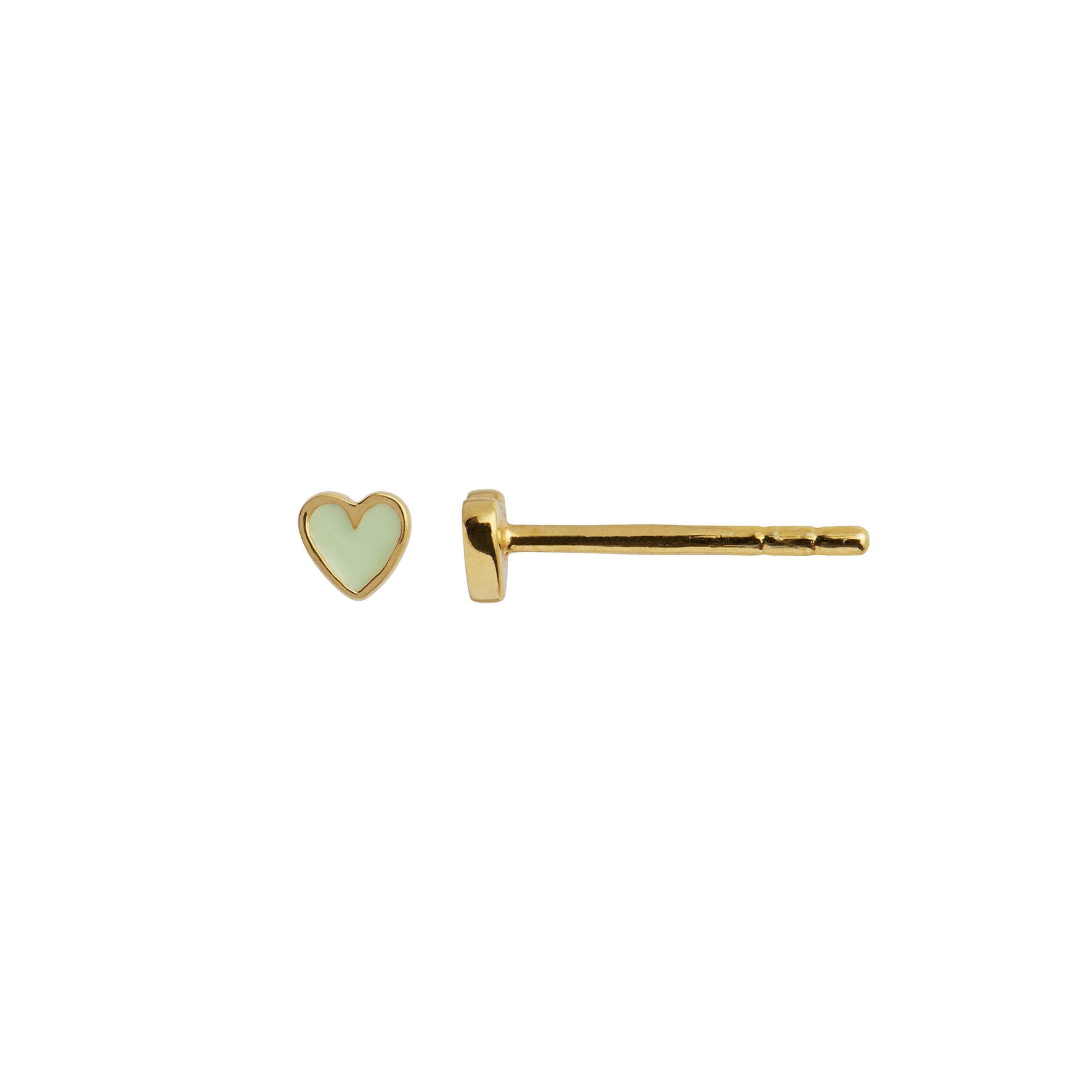 STINE A Jewelry Petit Love Heart Earstick Olive Green — Øreringe