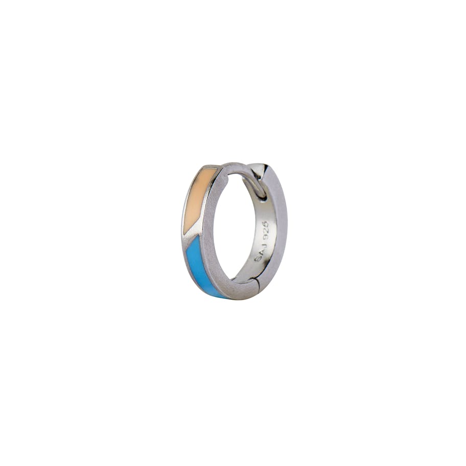STINE A Jewelry — Petit Circus Huggie Earring Blue & Pale Peach Enamel STINE A Jewelry Petit Circus Huggie Earring Blue & Pale Peach Enamel — Earrings