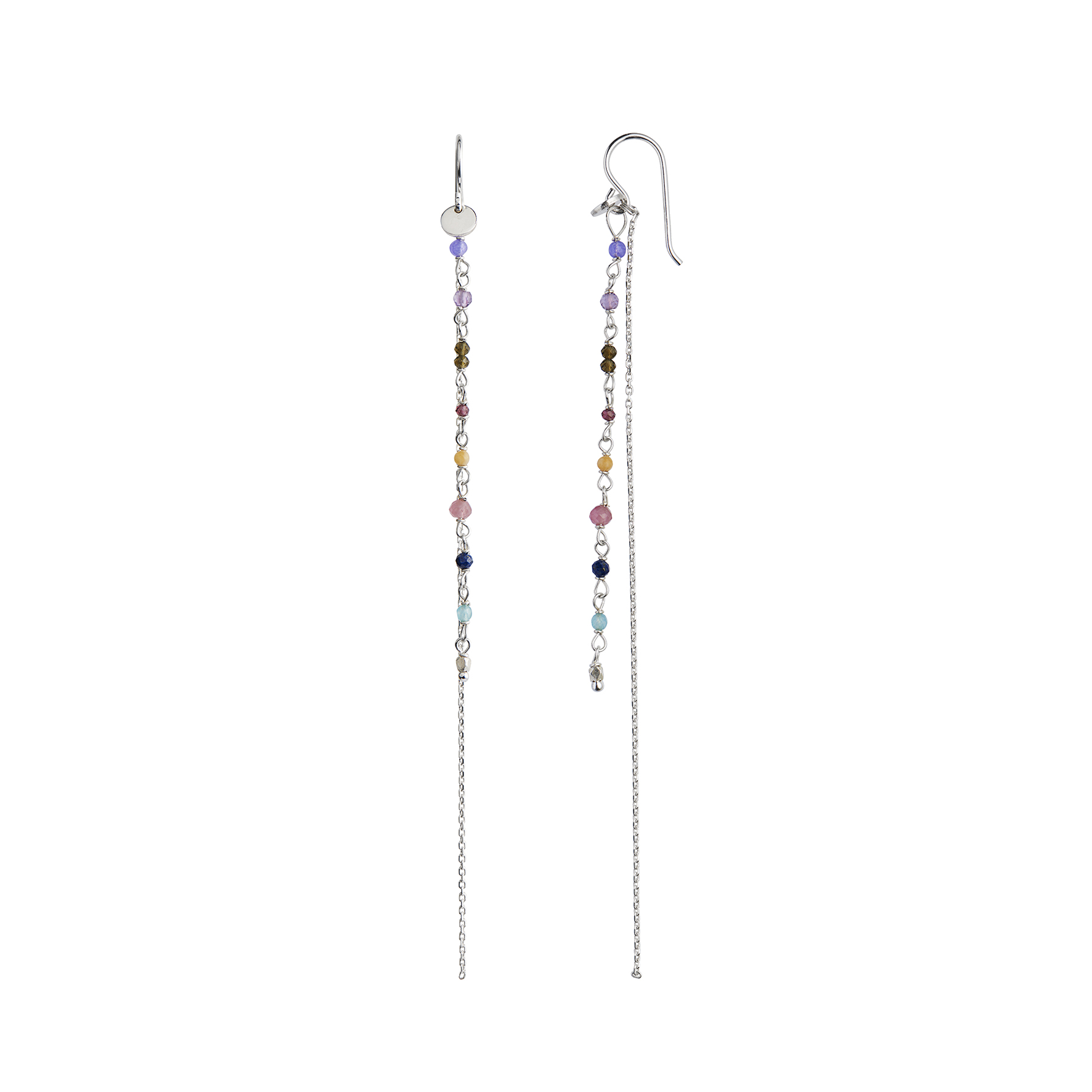 STINE A Jewelry Petit Gemstones Earring With Long Chain - Berry Mix — Náušnice