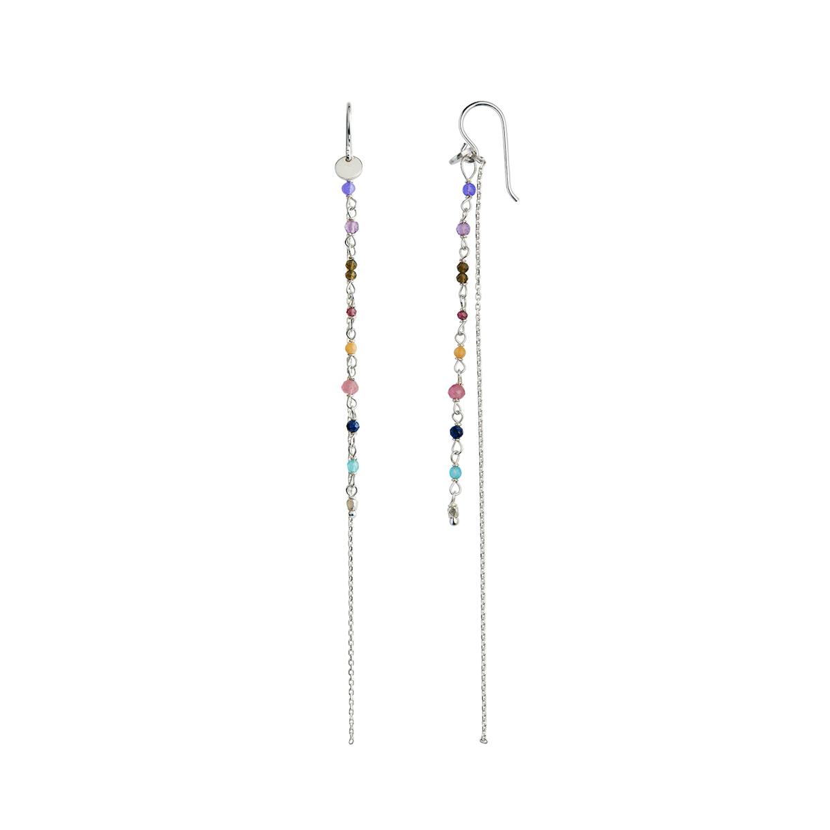 STINE A Jewelry — Petit Gemstones Earring With Long Chain - Berry Mix STINE A Jewelry Petit Gemstones Earring With Long Chain - Berry Mix — Øreringer