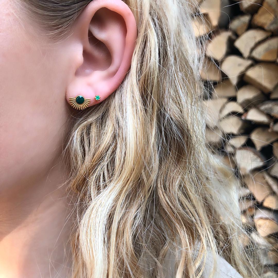 Enamel Copenhagen Soleil earsticks Petrol Green — Øreringe