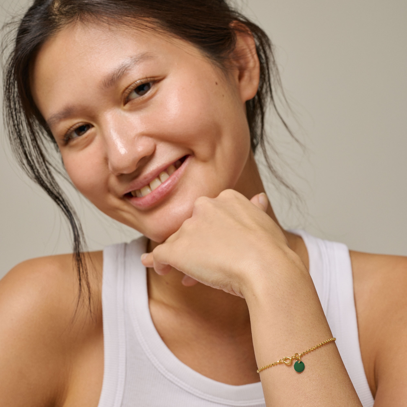 Enamel Copenhagen Ball Chain Bracelet Petrol Green — Armband