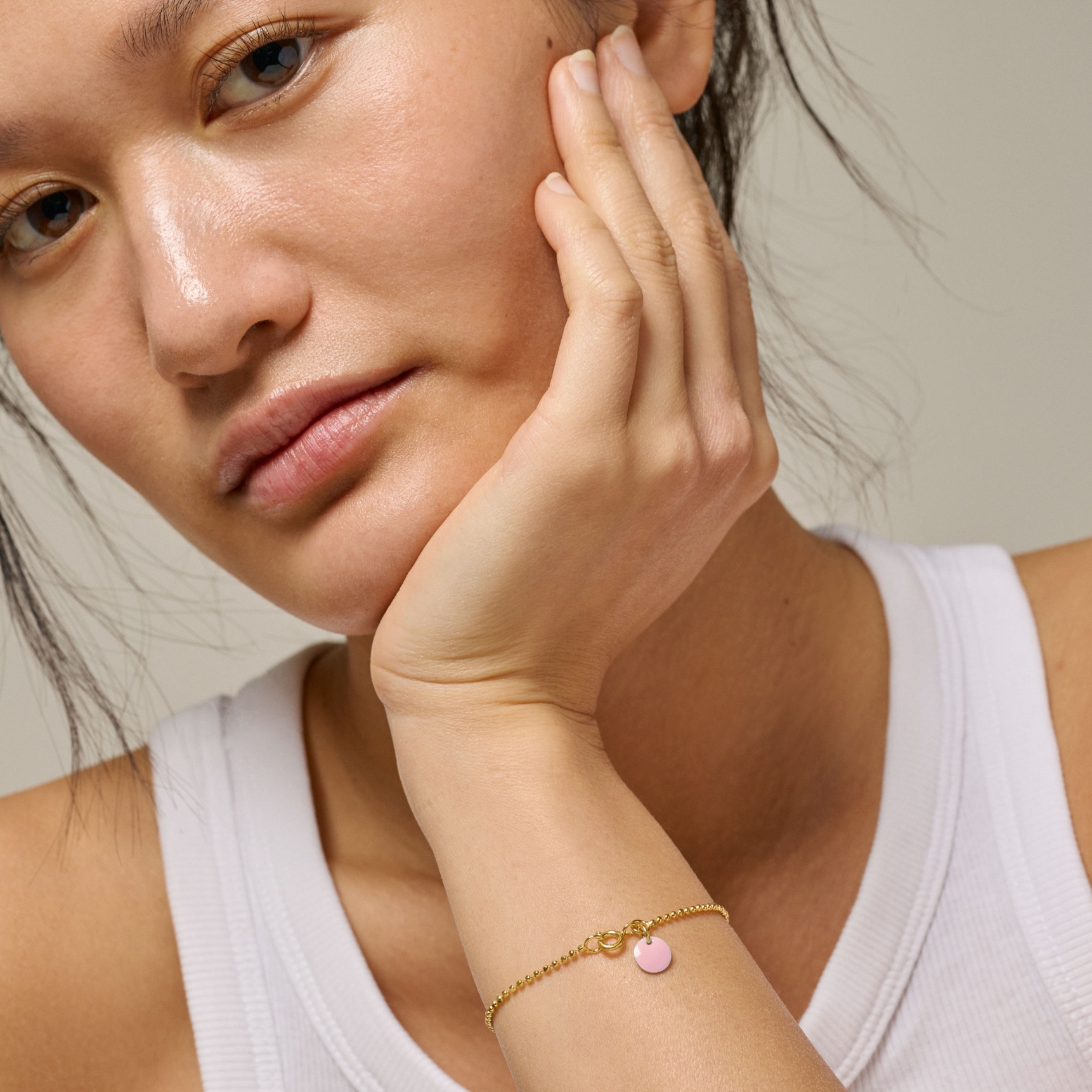 Enamel Copenhagen Ball Chain Bracelet Flamingo — Armband