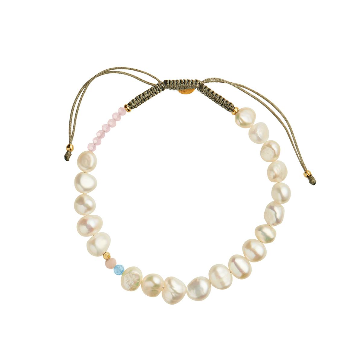 STINE A Jewelry — Perlie Creme Bracelet With Blue & Pink Stone STINE A Jewelry Perlie Creme Bracelet With Blue & Pink Stone — Armbånd
