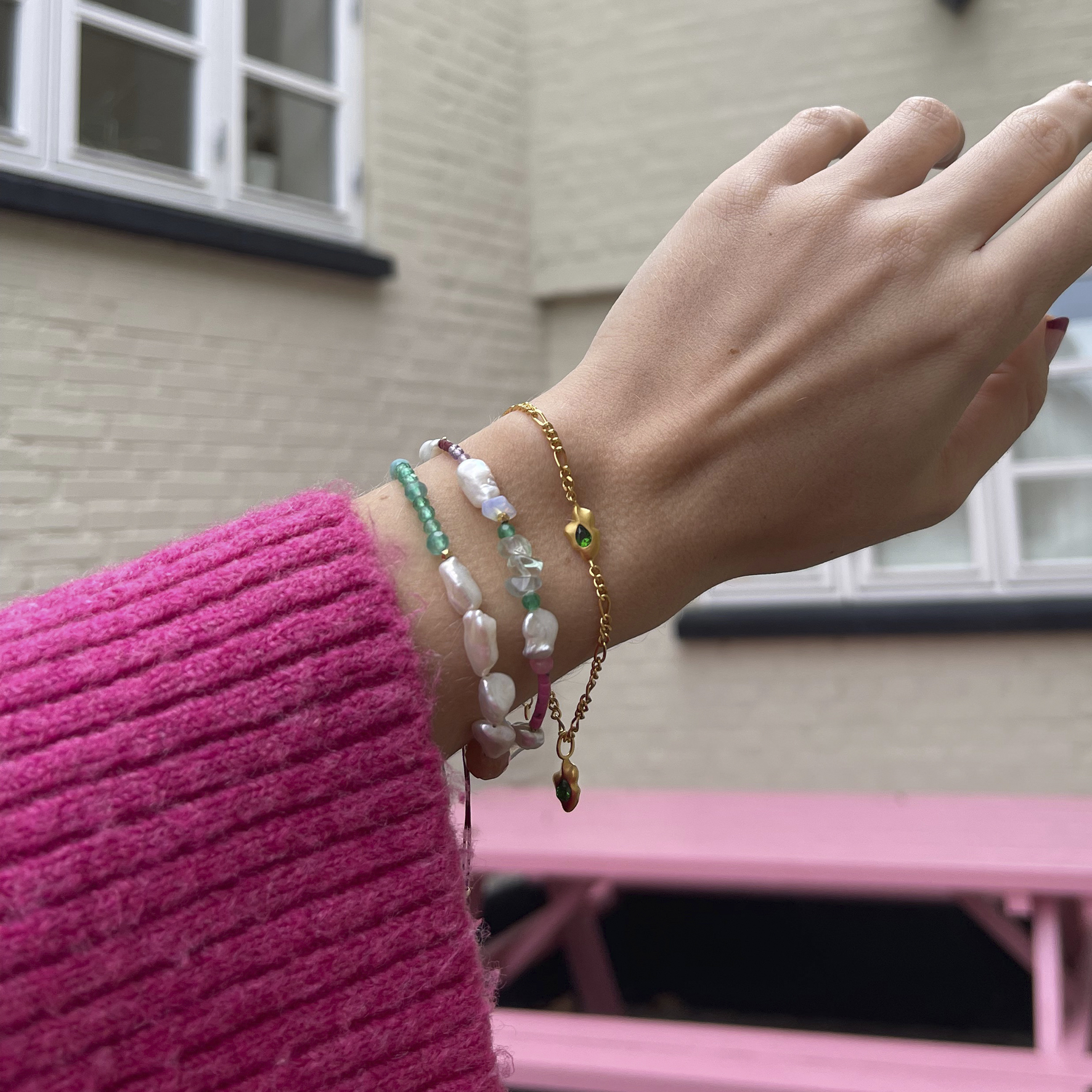 STINE A Jewelry Eldorado Bracelet With Venice Beach Mix & Burgundy Ribbon — Bransoletka