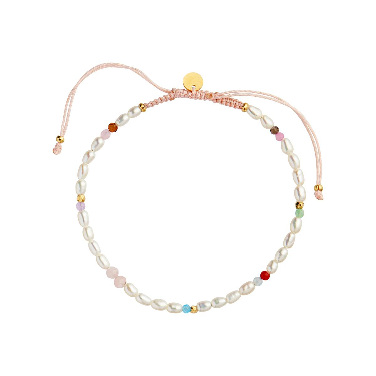 STINE A Jewelry — Confetti Pearl Bracelet With Pink Pastel Mix With Pink Ribbon STINE A Jewelry Confetti Pearl Bracelet With Pink Pastel Mix With Pink Ribbon — Armbånd