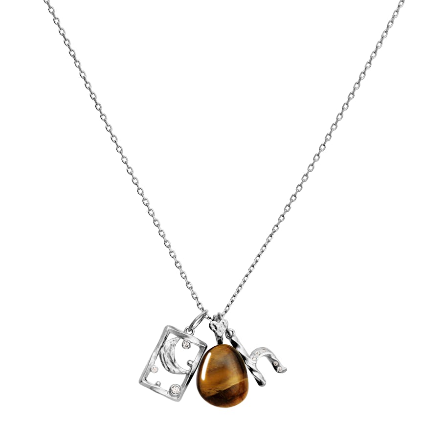 Tiger Eye Earth Pendant, silver Tiger Eye Earth Pendant, silver
