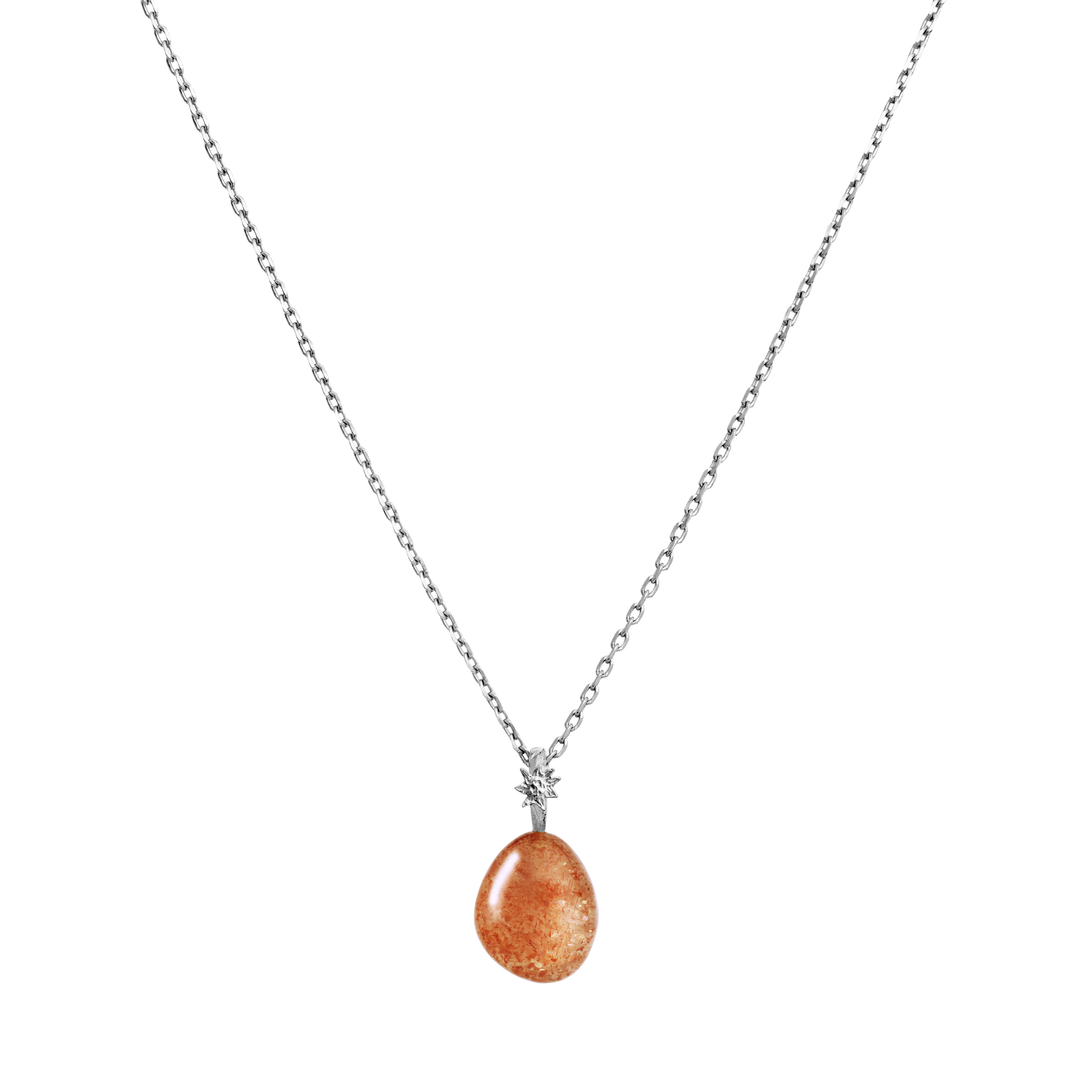 Sunstone Fire Pendant, silver