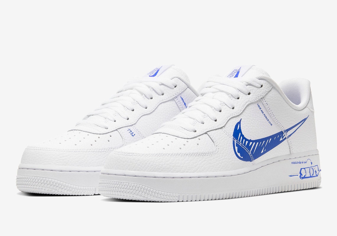 Nike Air Force 1 “Sketch Swoosh” (Blue)