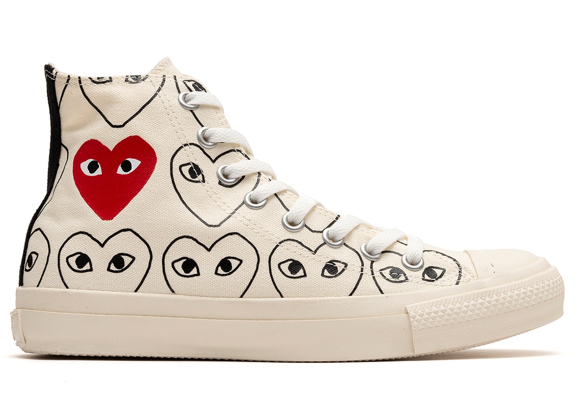 CDG PLAY x Converse Chuck Taylor All Stars High "Heart Print" (White)