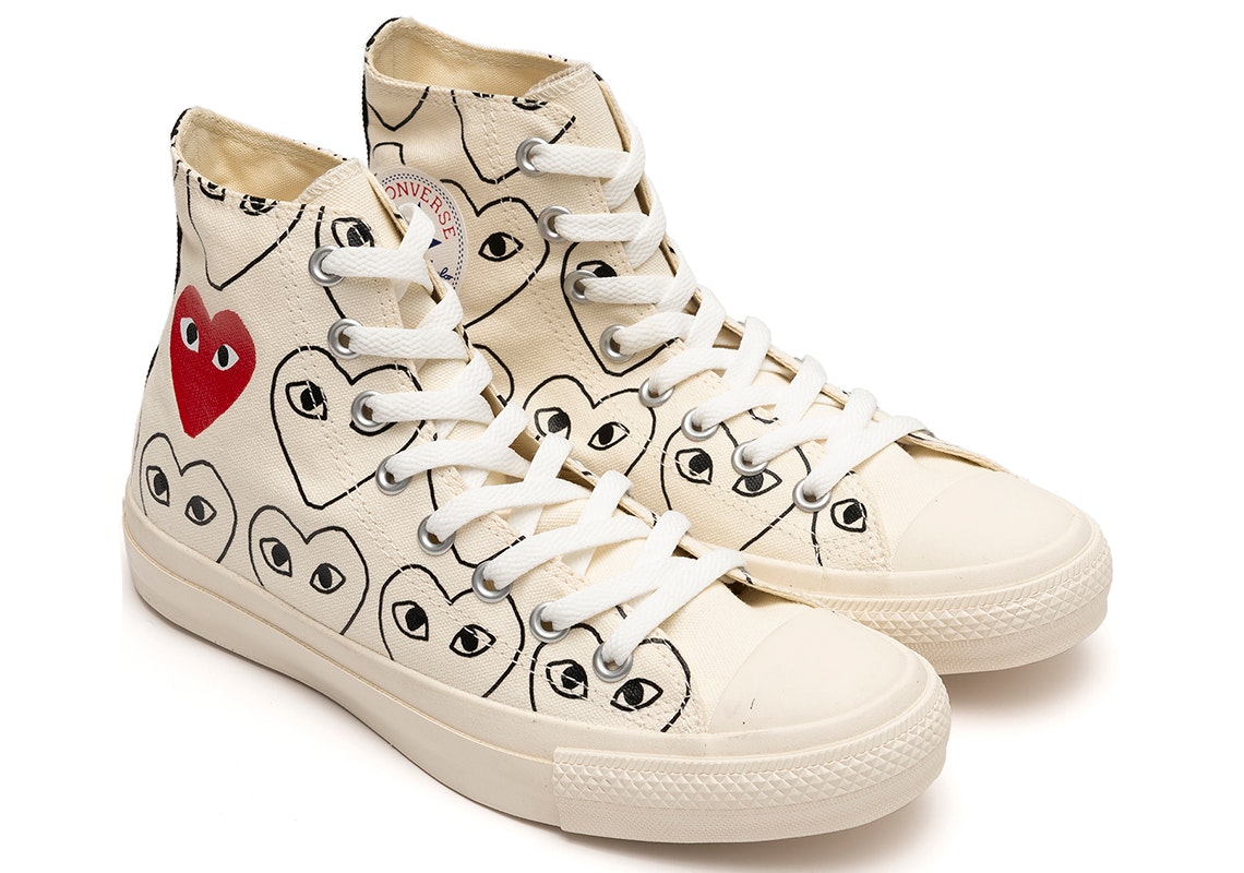 CDG PLAY x Converse Chuck Taylor All Stars High "Heart Print" (White)