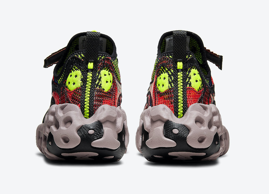 nike overreact flyknit ispa black crimson & volt
