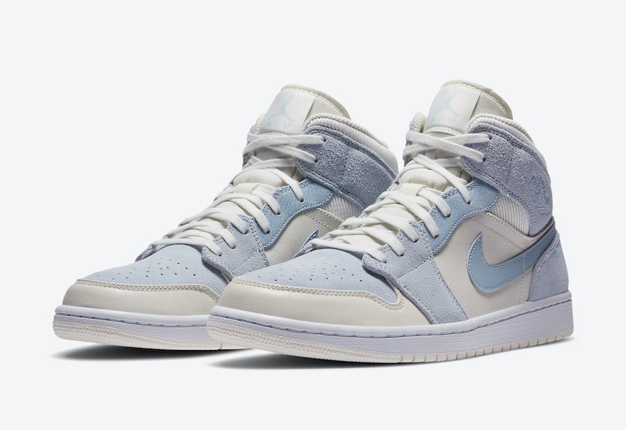 Air Jordan 1 Mid "Mix Materials" (Bone/Blue) 