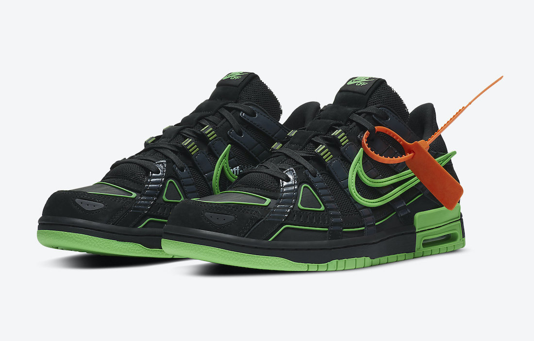 nike x off white rubber dunk green strike