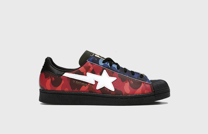 BAPE x adidas Superstar 80 "Red Blue Camo"