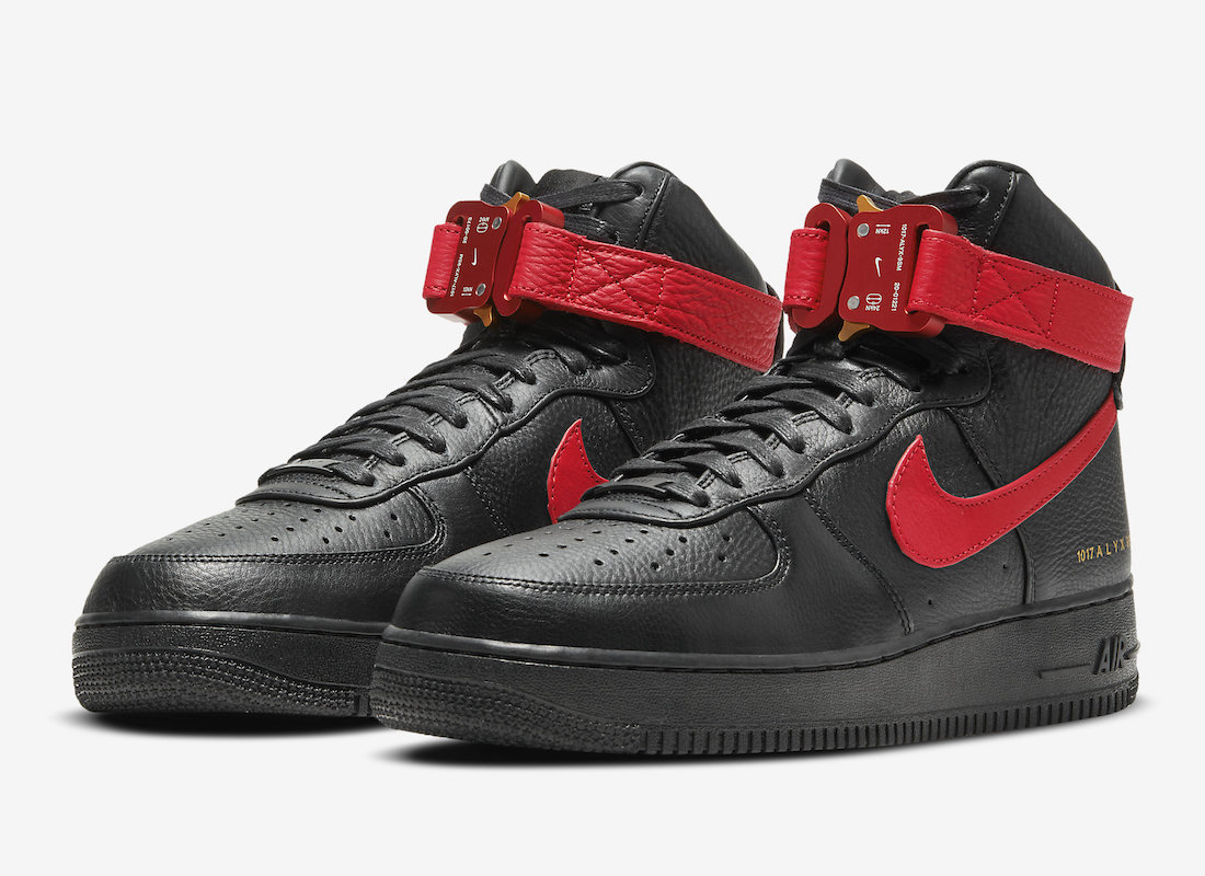 nike air force 1 black with red swoosh