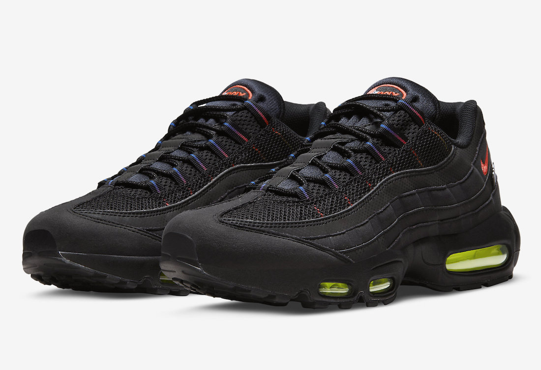 air max 95 trainers black bright crimson volt blue crystal