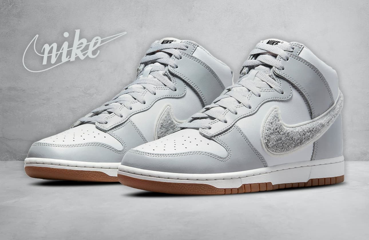 Nike Dunk High "Chenille Swoosh" (White/Grey)