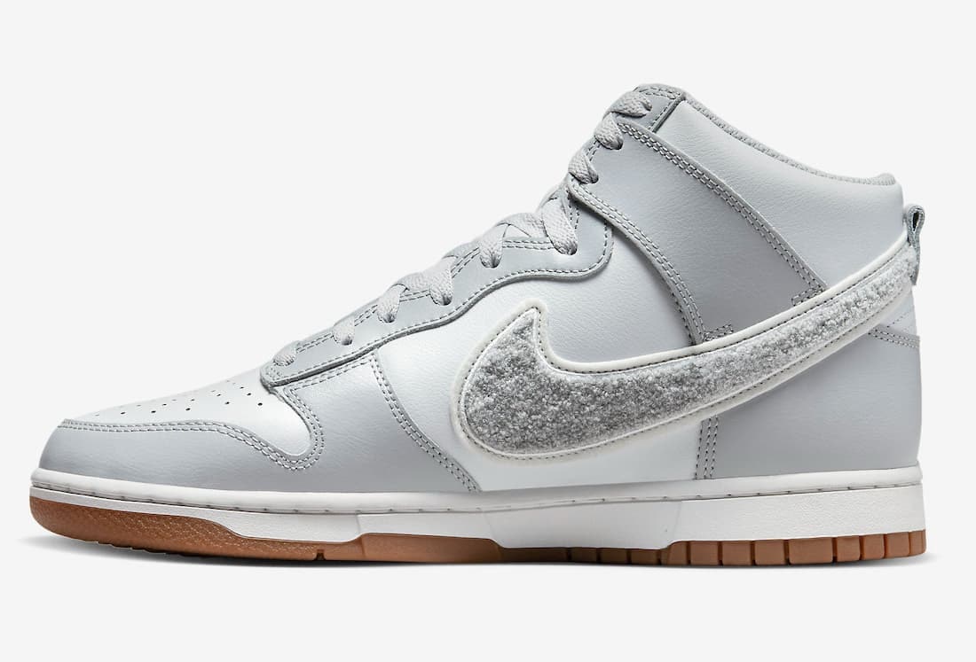 Nike Dunk High "Chenille Swoosh" (White/Grey)