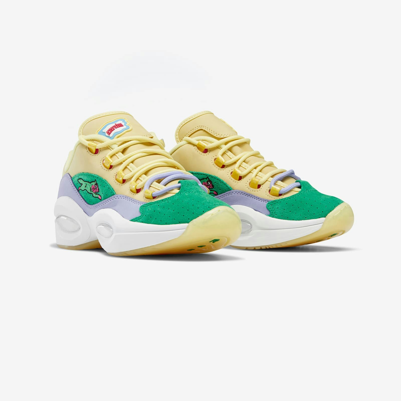 BBC x Reebok Questions Low "Ice Cream Running Dog" (Yellow Green)