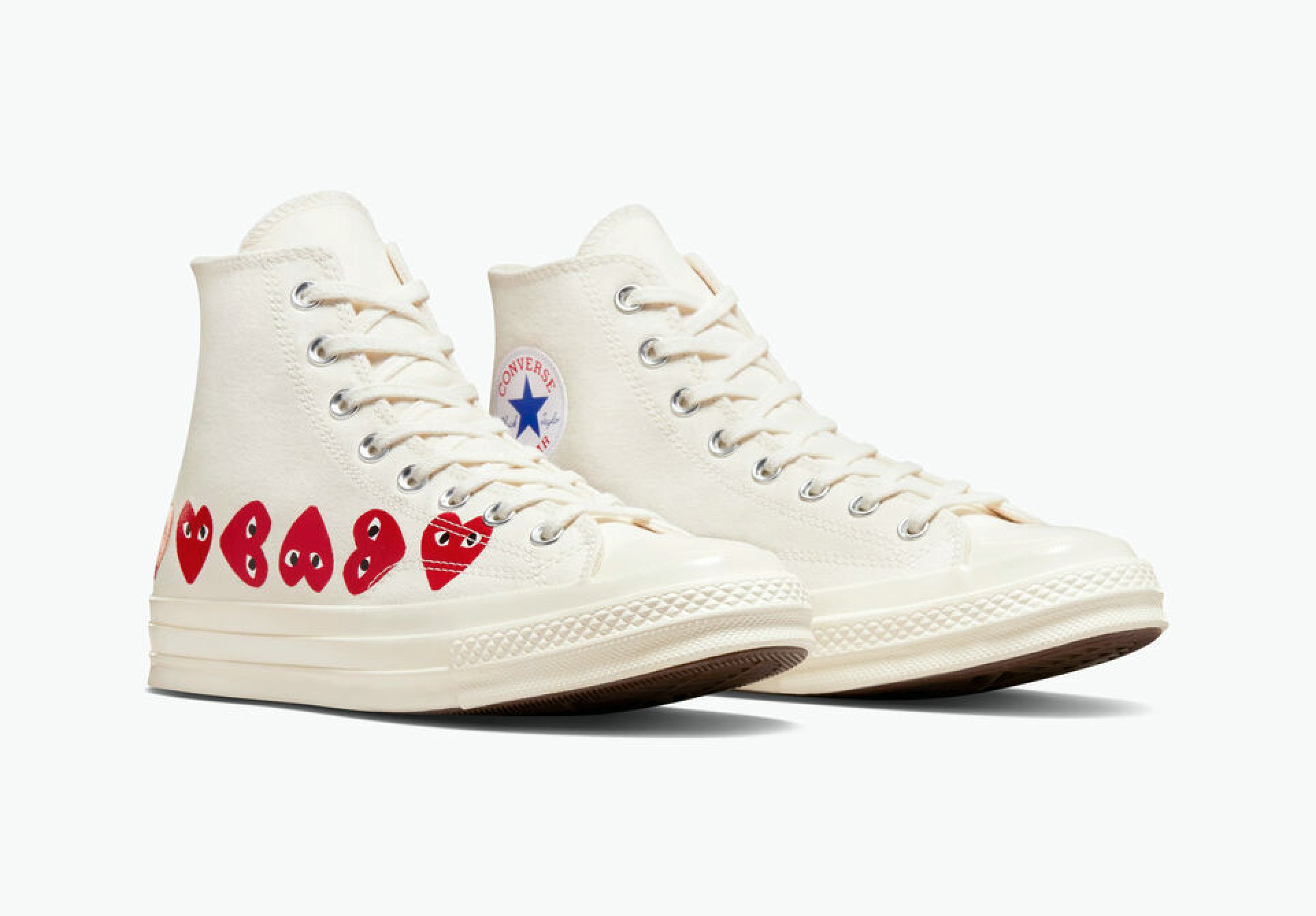 Comme des Garçons x Converse Chuck 70 High "Multi Heart" (Cream)