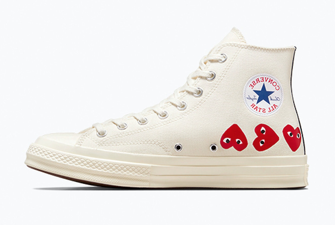 Comme des Garçons x Converse Chuck 70 High "Multi Heart" (Cream)