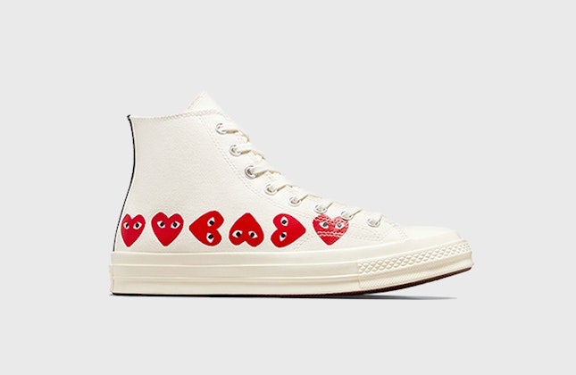 Comme des Garçons x Converse Chuck 70 High "Multi Heart" (Cream)