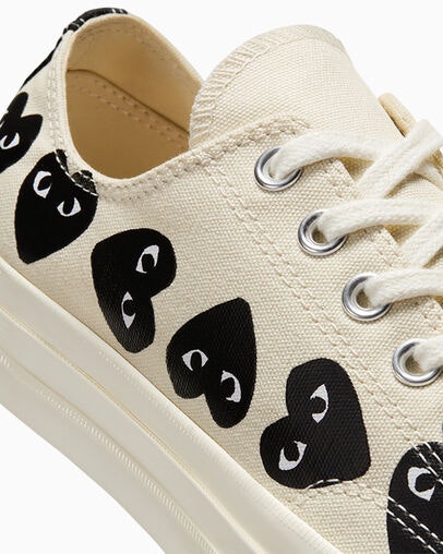 Comme des Garçons x Converse Chuck 70 Low "Multi Hearth" (Cream)