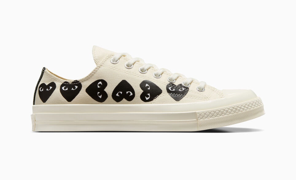 Comme des Garçons x Converse Chuck 70 Low "Multi Hearth" (Cream)