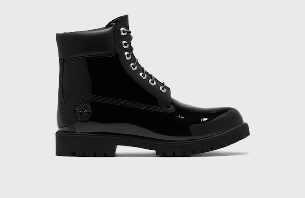 Black shiny timberland boots deals
