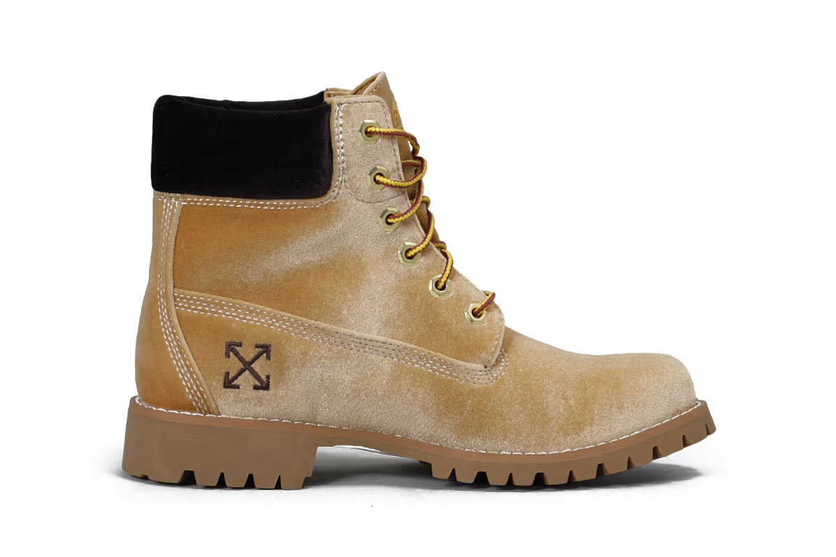 Tan and white timberlands discount