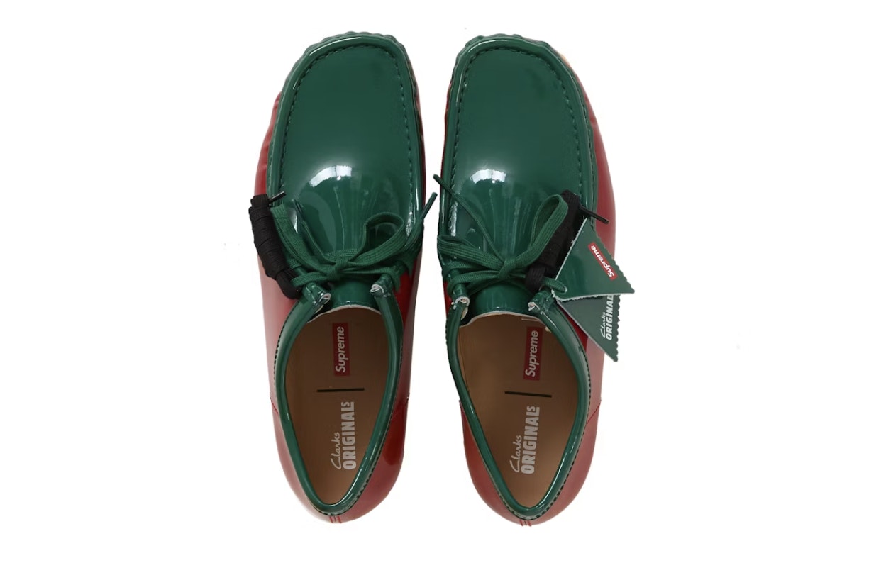 Supreme x Clarks Wallabee "Patent Leather" (Green)