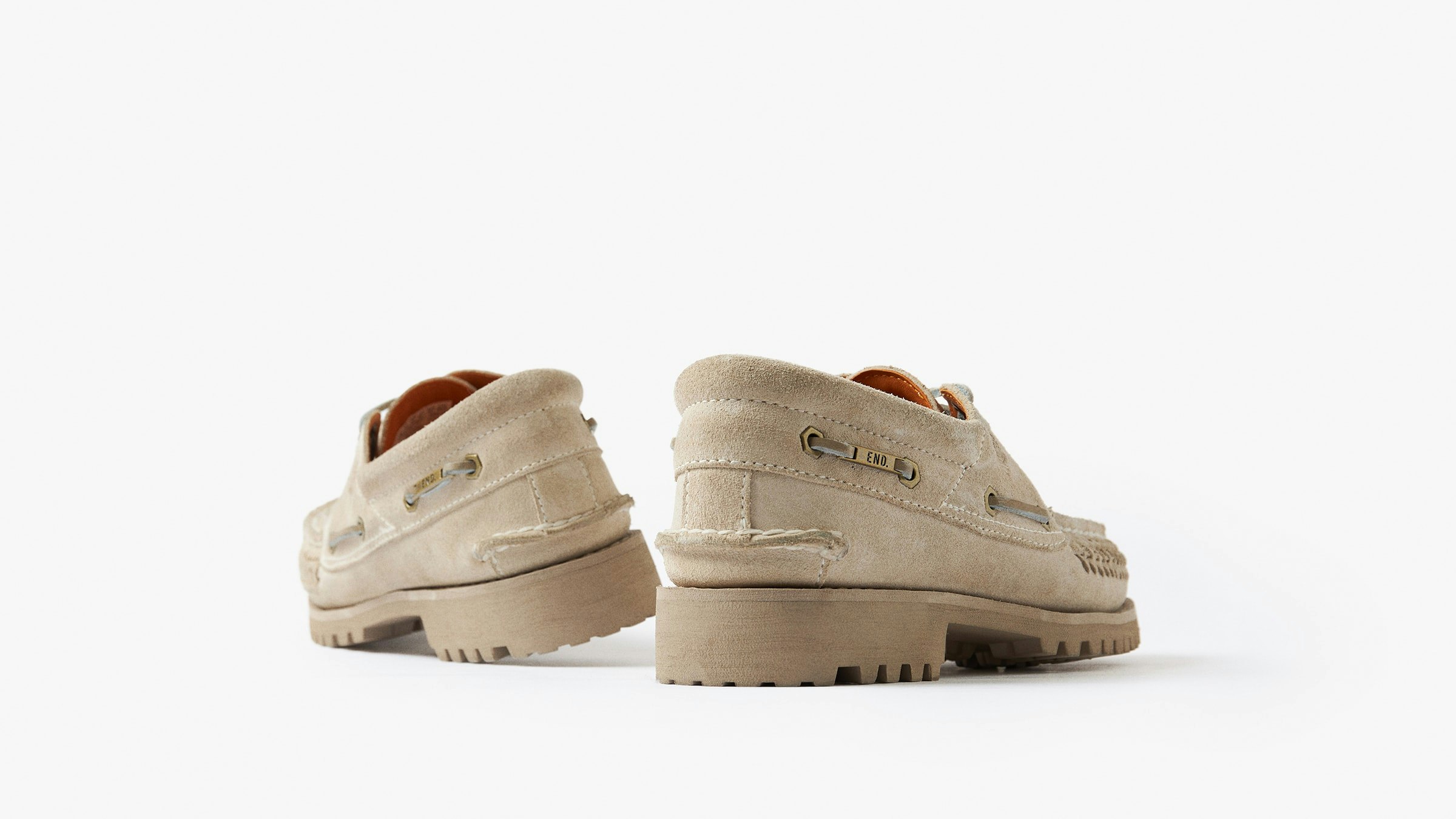 END. x Timberland Authentic 3 Eye Boat Shoe "White Suede"
