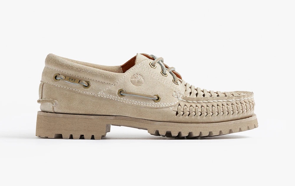 END. x Timberland Authentic 3 Eye Boat Shoe "White Suede"