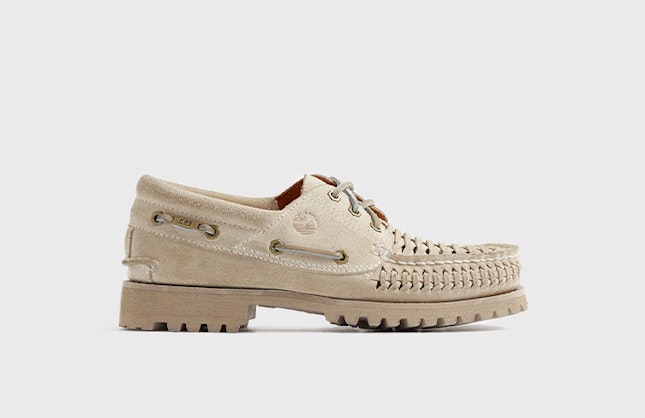 END. x Timberland Authentic 3 Eye Boat Shoe "White Suede"