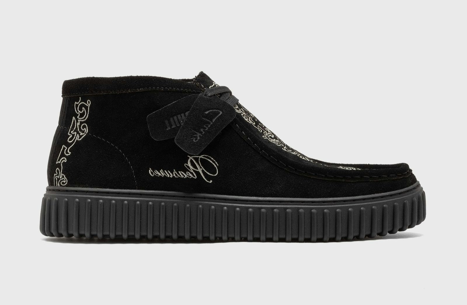 Martine Rose x Pleasures x Clarks Originals Torhill Woven "Black Suede"