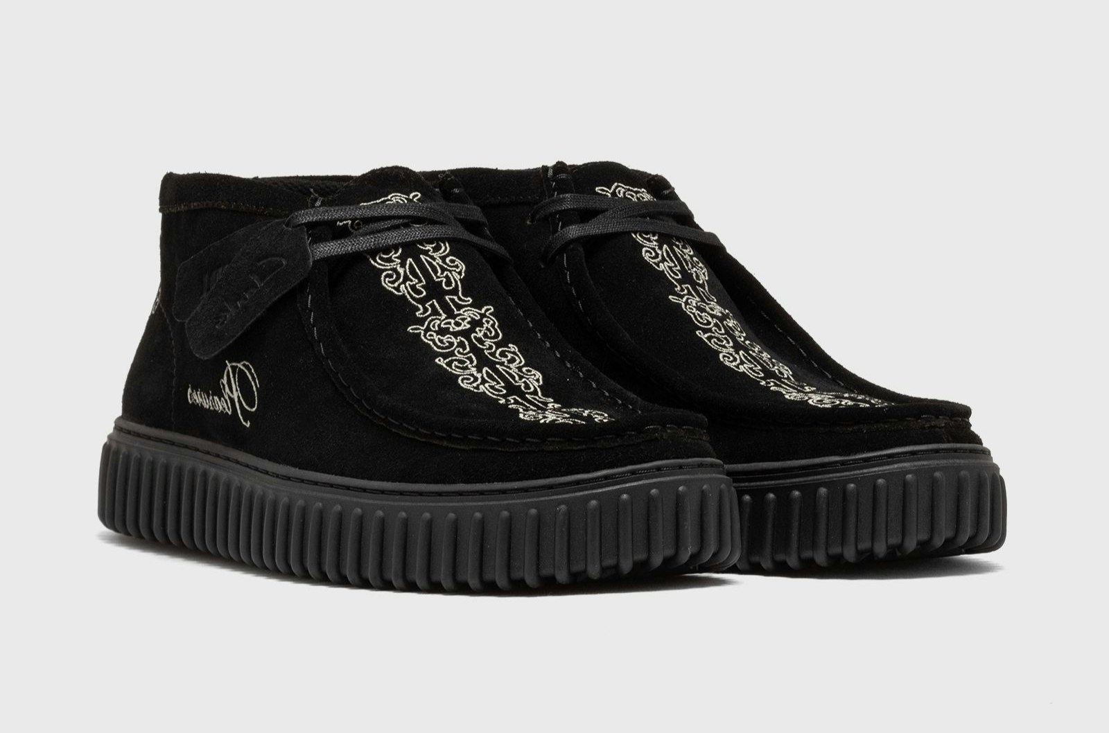 Martine Rose x Pleasures x Clarks Originals Torhill Woven "Black Suede"