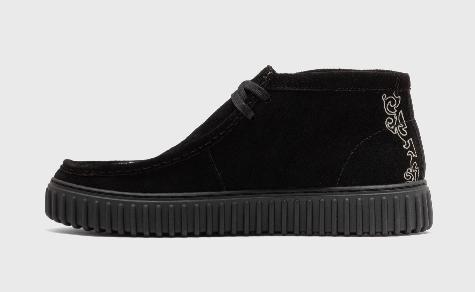 Martine Rose x Pleasures x Clarks Originals Torhill Woven "Black Suede"