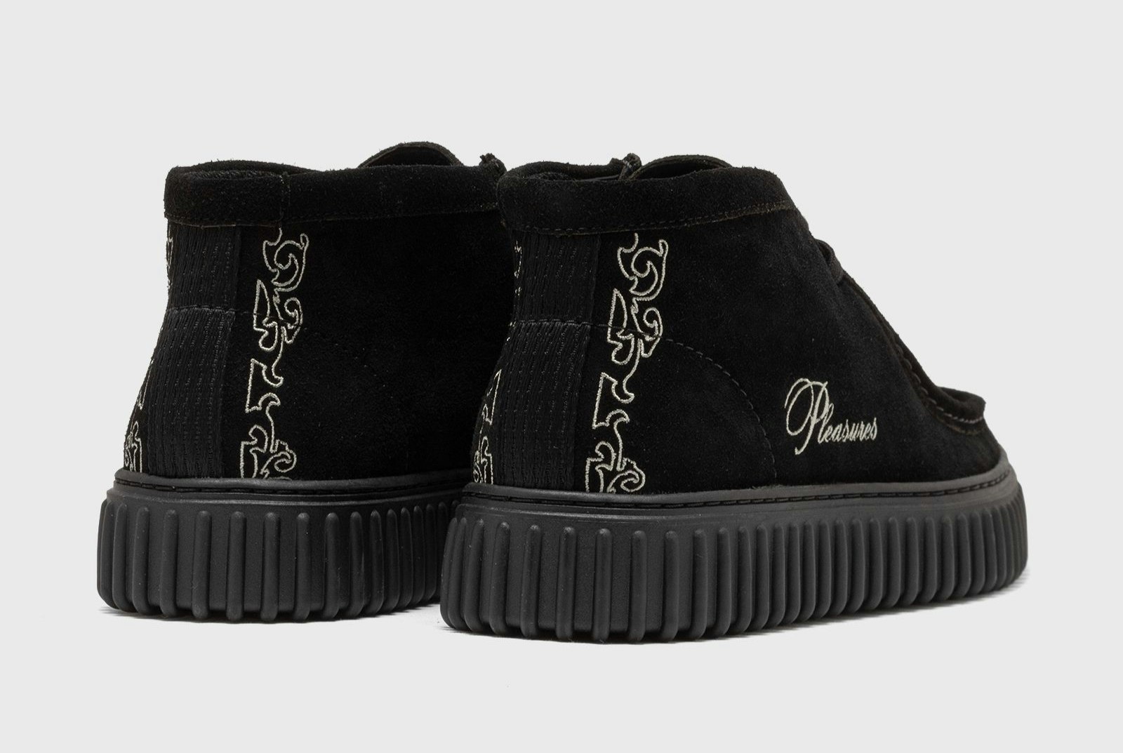 Martine Rose x Pleasures x Clarks Originals Torhill Woven "Black Suede"