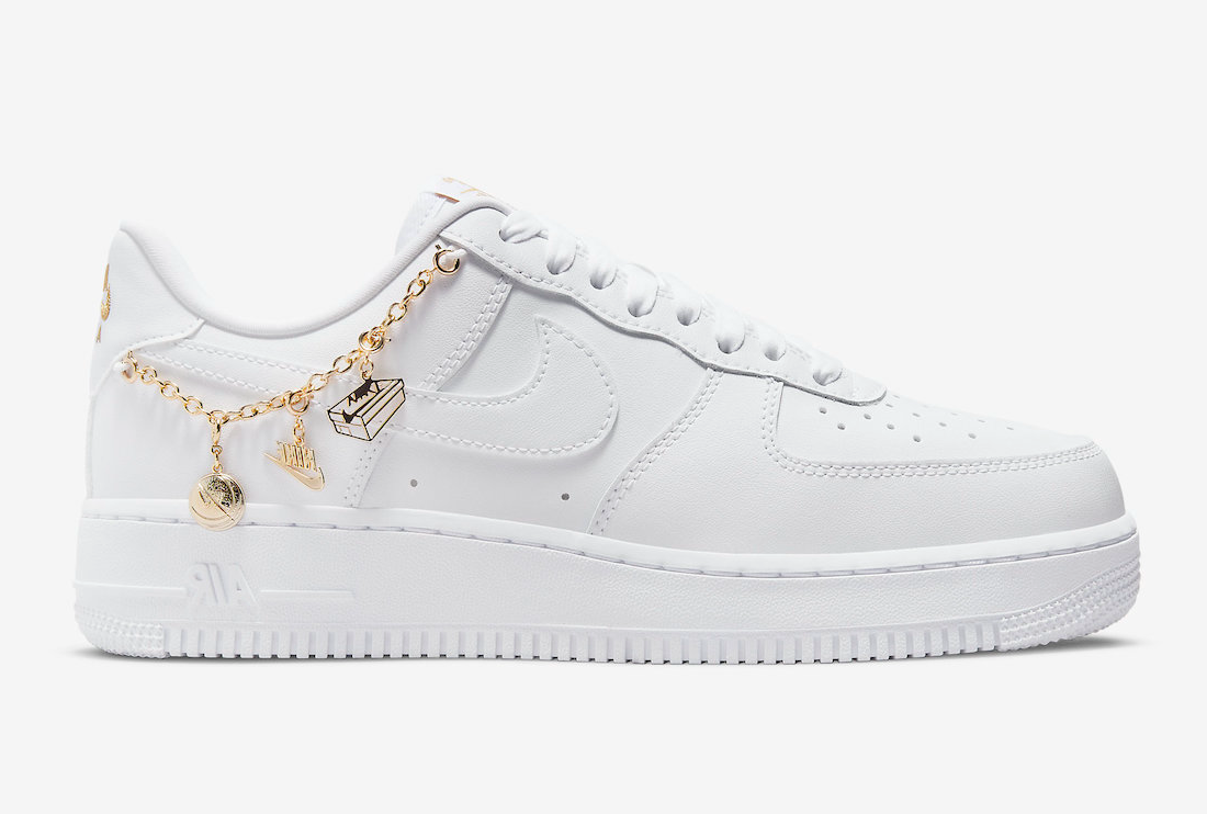 nike air force 1 gold and white