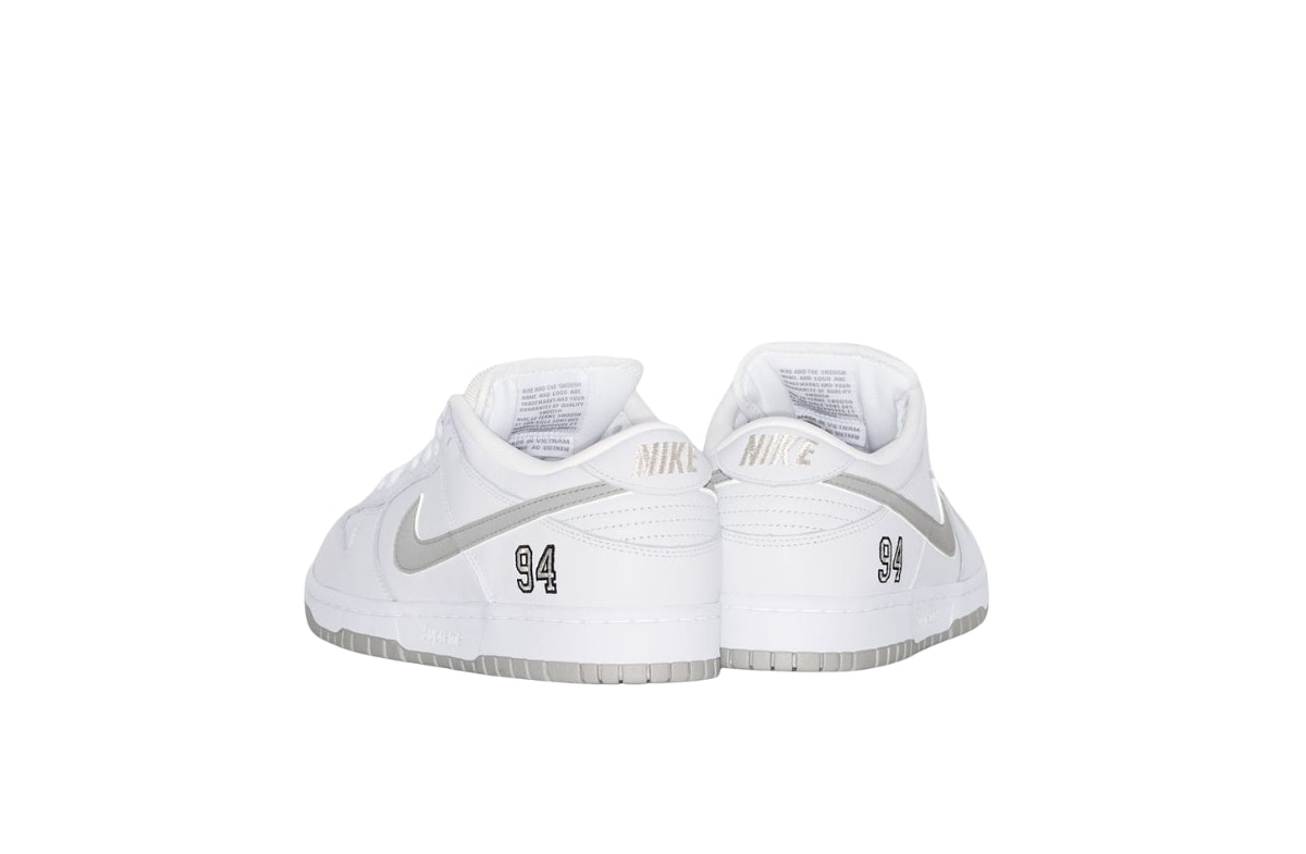 Supreme x Nike SB Dunk Low 94 White Metallic Silver