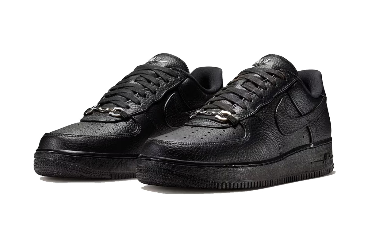 Nike Air Force 1 Low Black Leather Loafer Buckle