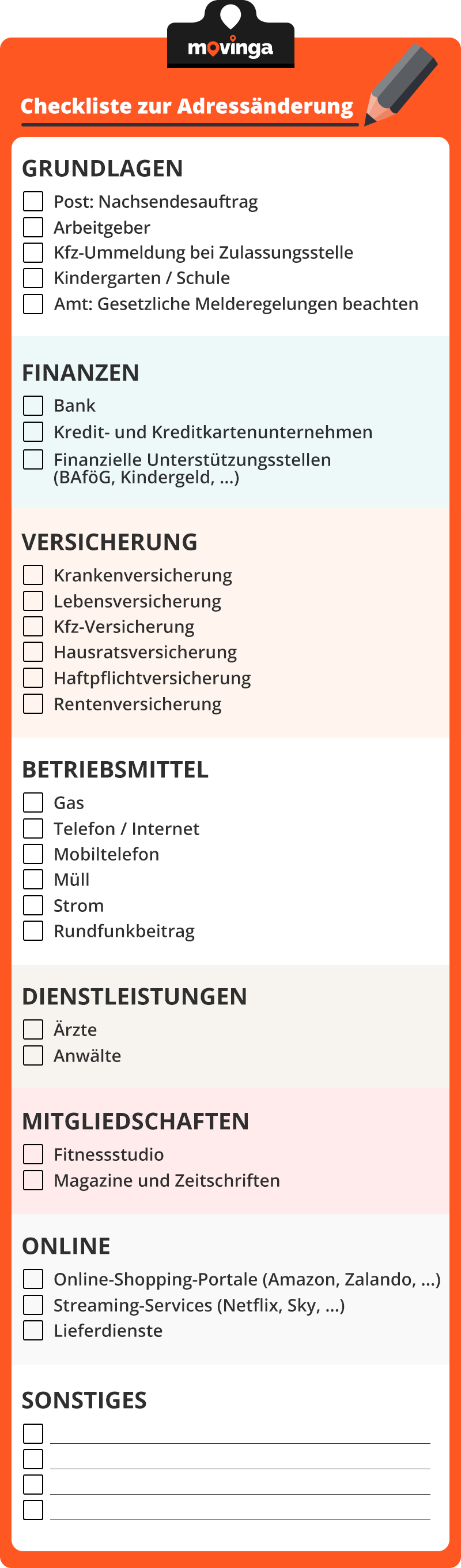 Mit dieser #Checkliste zum Ausdrucken an alles denken. #Adressänderung #Umzugstipps