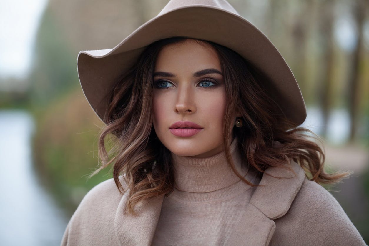 Woman with a hat on