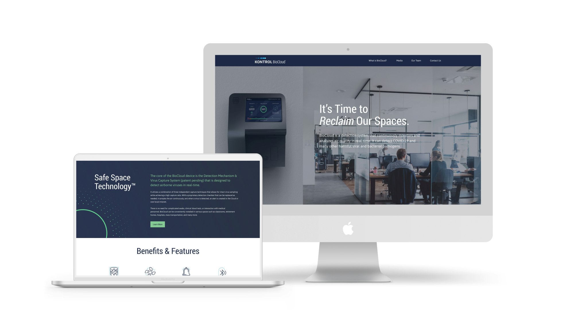 Kontrol Biocloud website on multiple screens