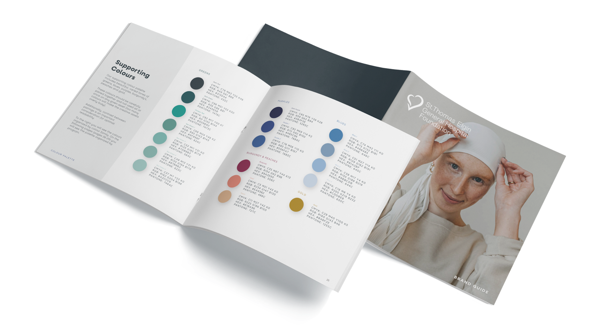 brand guide open to supporting colours section