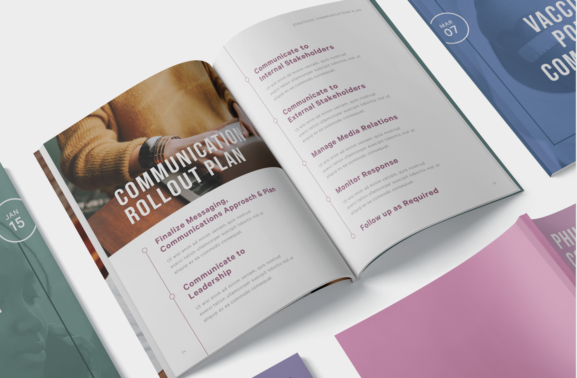 2 page spread: Communication rollout plan