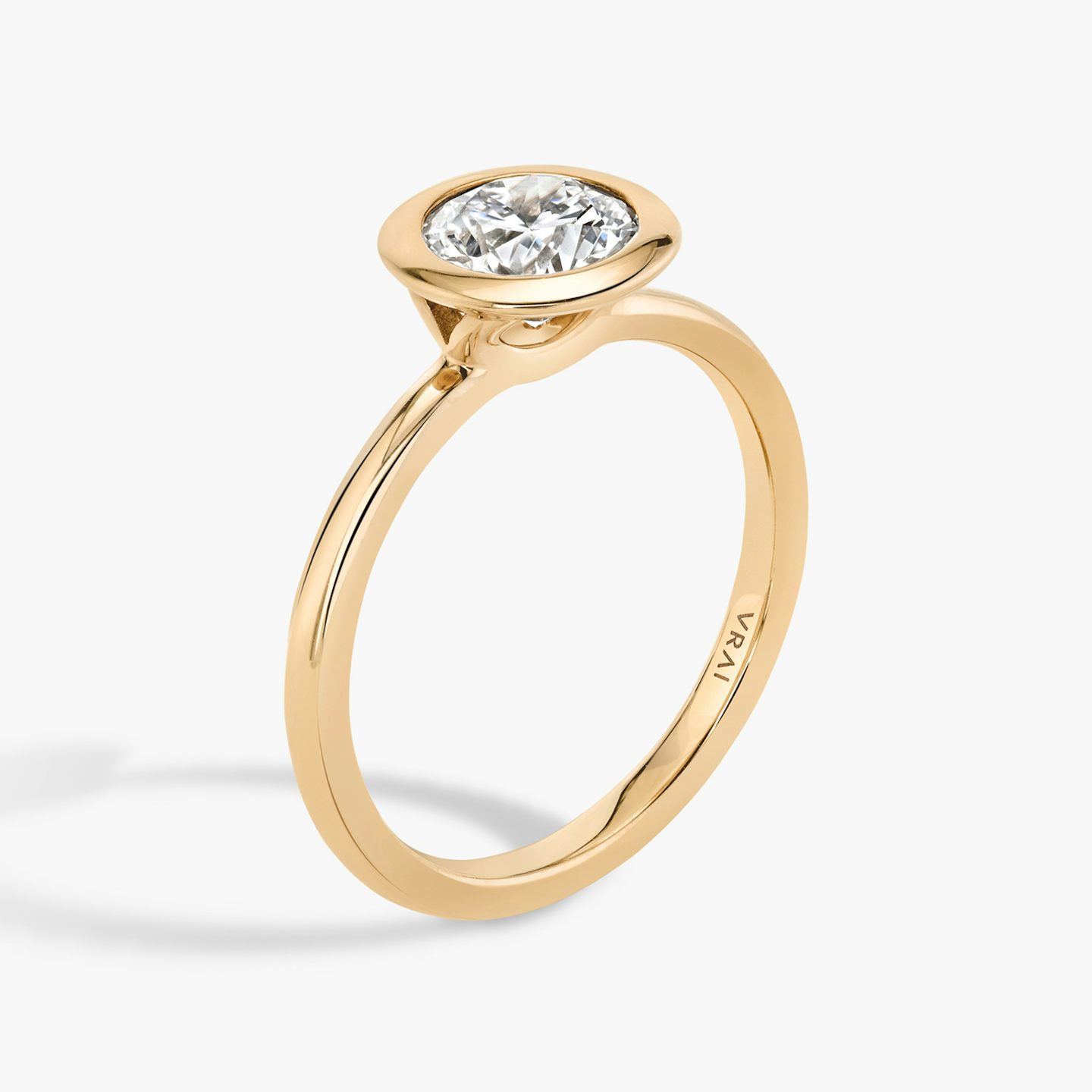 The Signature Bezel | Round Brilliant | 14k | 14k Rose Gold | Band: Plain | Carat weight: 1½ | Diamond orientation: vertical